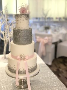 Silver sequin Wedding cake