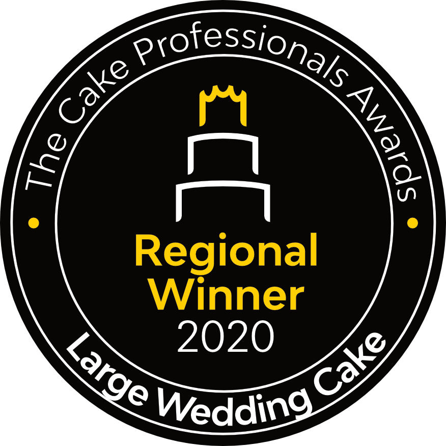 Regional Winner badge - Luxury weddign cake designer in Surrey - modern bespoke stylish cakes