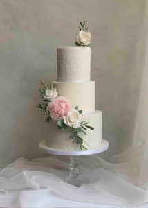 modern romantic classic sugar flowers rose lace stencilled textured